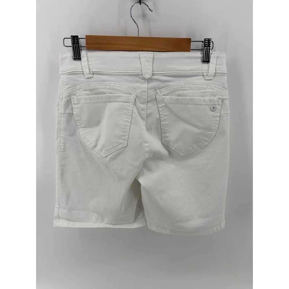 Democracy Ab Solution White Denim Bermuda Shorts Stretch, Women's 4P, Pre-Owned